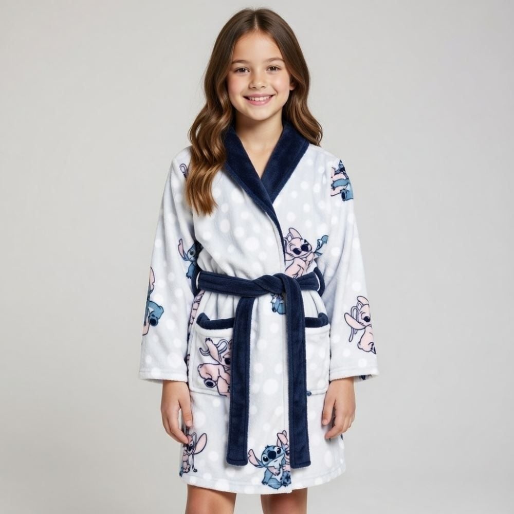 Roupão Infantil G Microfibra Disney - Stitch e Angel