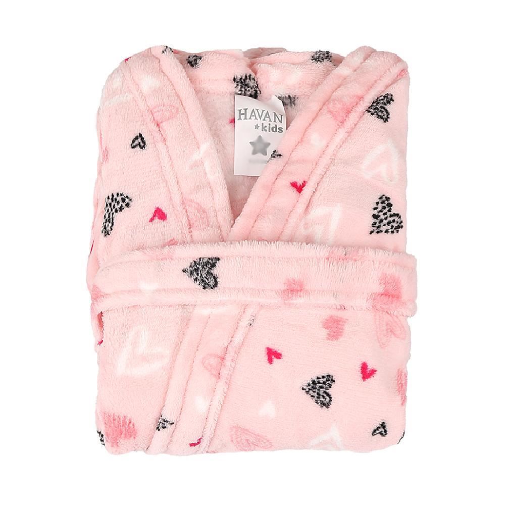 Roupão Infantil G Microfibra Lumini Havan Kids - Coração Rosa