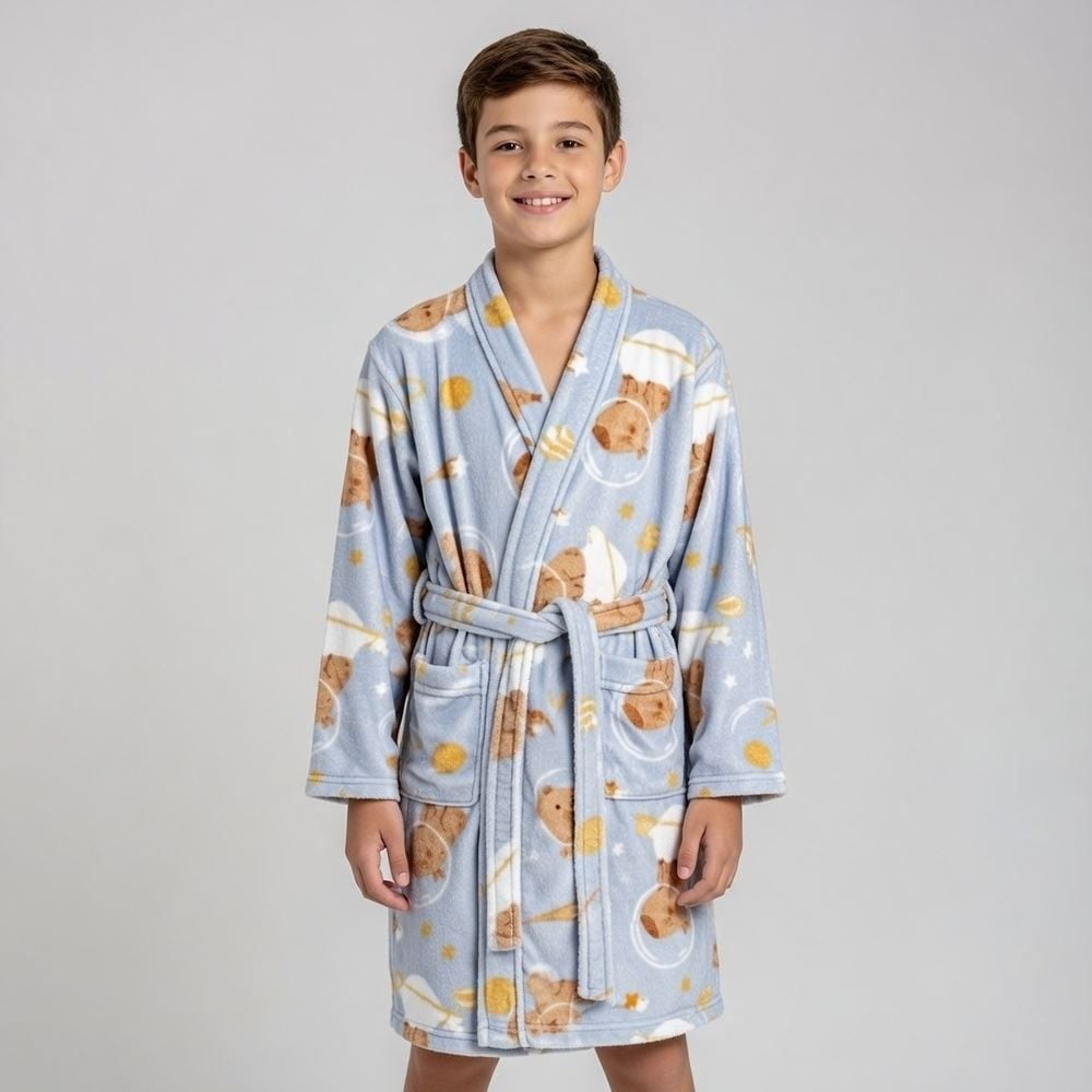 Roupão Infantil G Microfibra Lumini Havan Kids - Capivara Astronauta