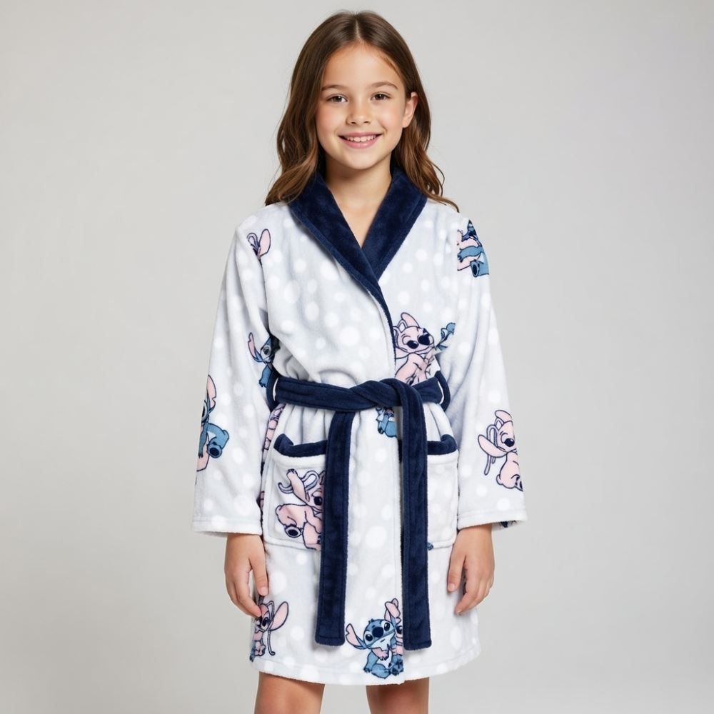 Roupão Infantil m Microfibra Disney - Stitch e Angel
