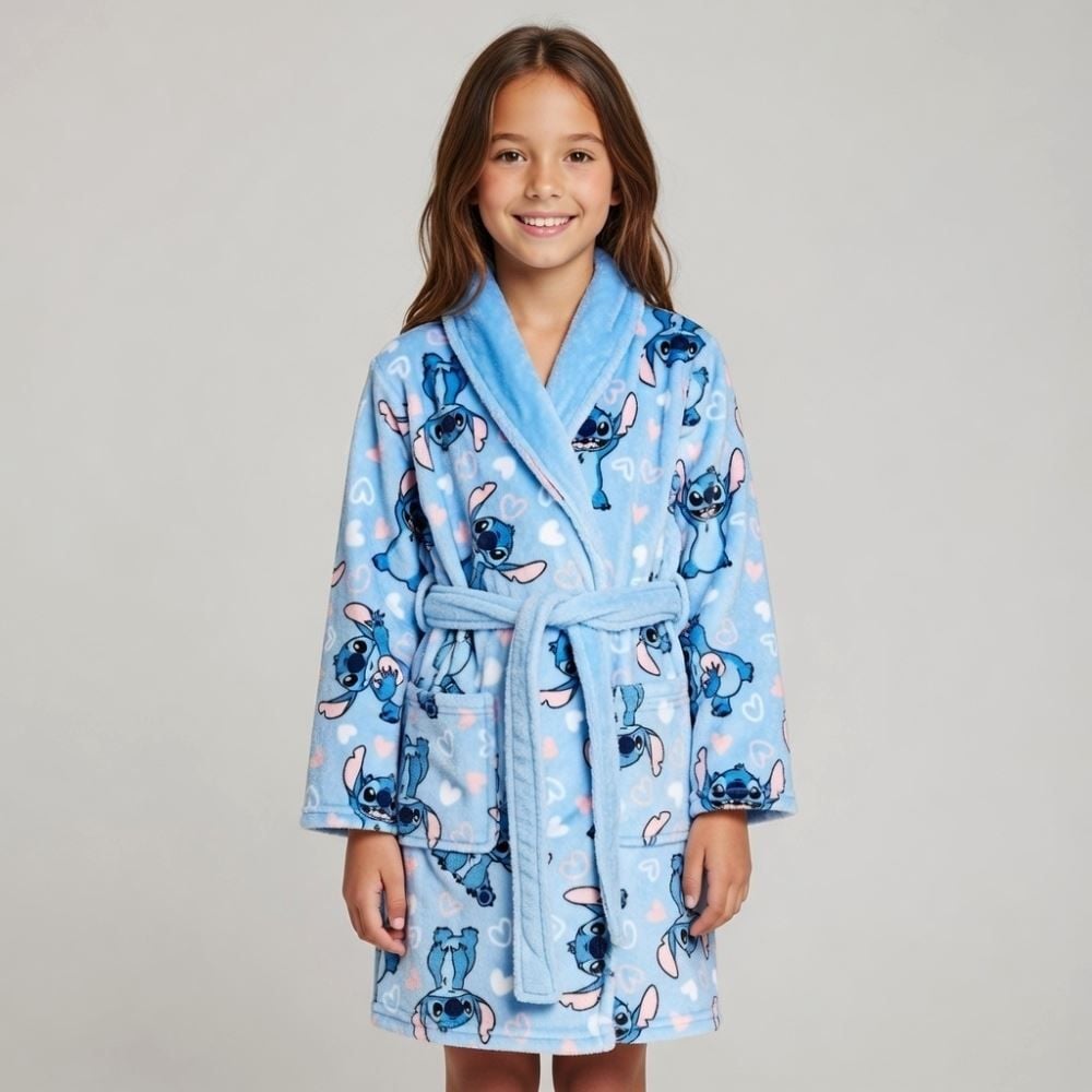 Roupão Infantil m Microfibra Disney - Stitch