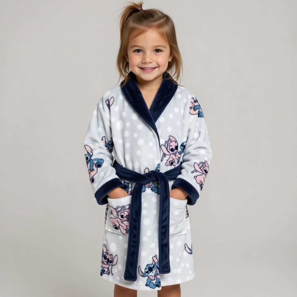 Roupão Infantil P Microfibra Disney - Stitch e Angel