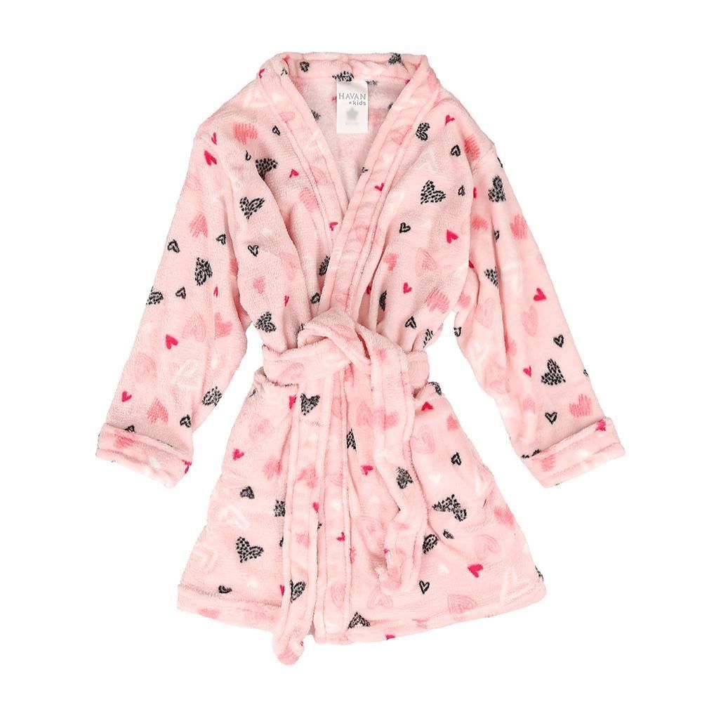 Roupão Infantil P Microfibra Lumini Havan Kids - Coração Rosa