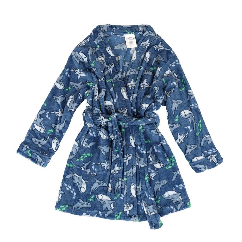 Roupão Infantil P Microfibra Lumini Havan Kids - Tubarão Azul