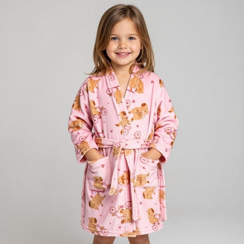 Roupão Infantil P Microfibra Lumini Havan Kids - Capivara Rosa