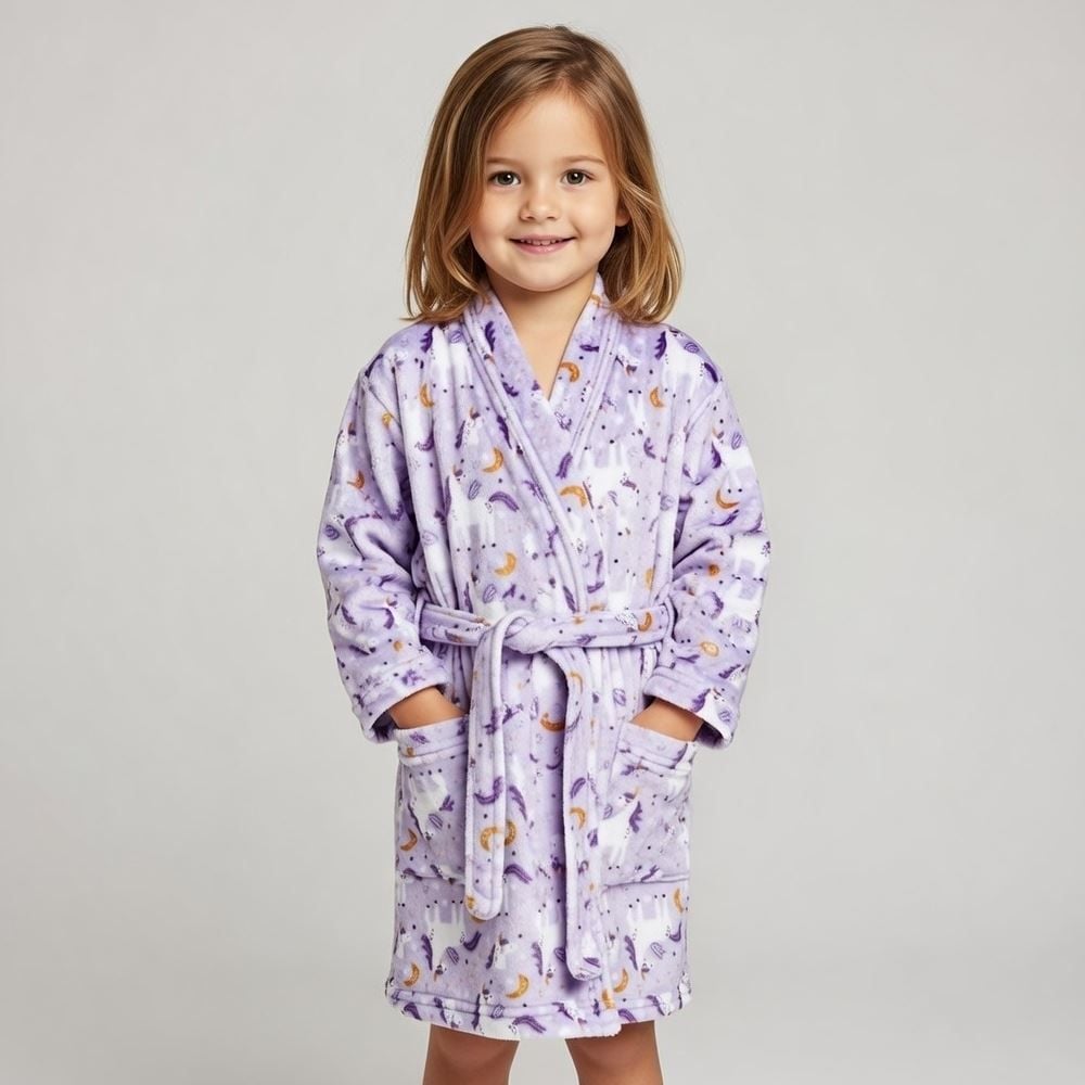 Roupão Infantil P Microfibra Lumini Havan Kids - Unicórnio Lilás