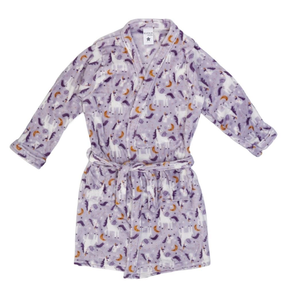 Roupão Infantil P Microfibra Lumini Havan Kids - Unicórnio Lilás