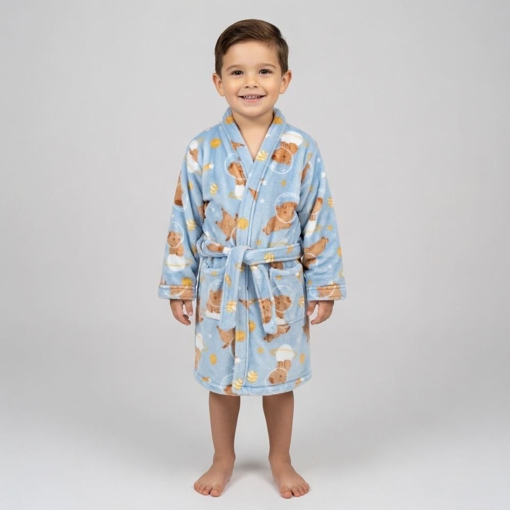 Roupão Infantil P Microfibra Lumini Havan Kids - Capivara Astronauta