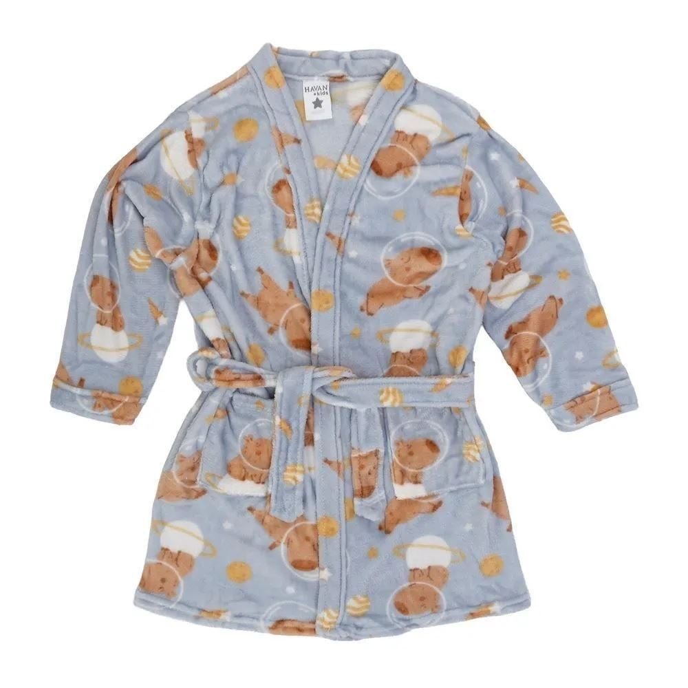 Roupão Infantil P Microfibra Lumini Havan Kids - Capivara Astronauta