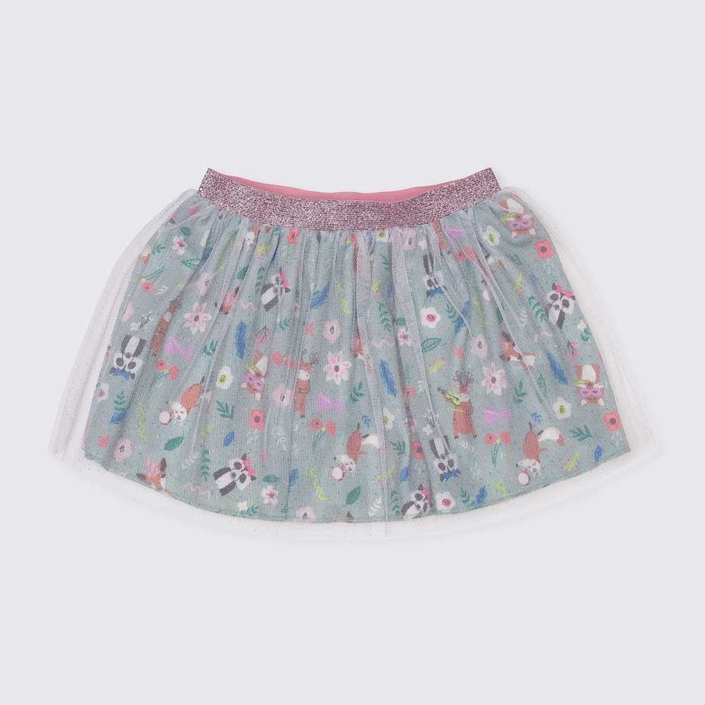 Saia 1 a 3 anos Floral com Tule Sobreposto Yoyo Kids