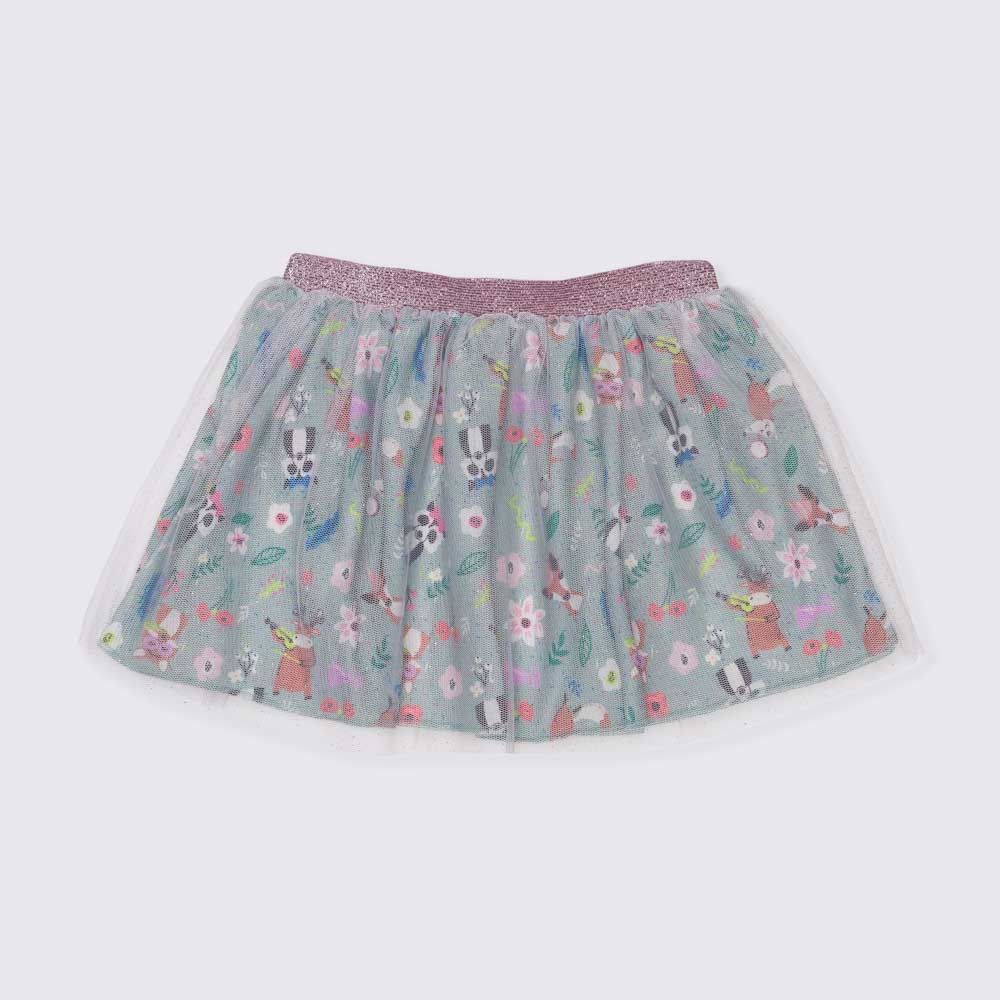 Saia 1 a 3 anos Floral com Tule Sobreposto Yoyo Kids