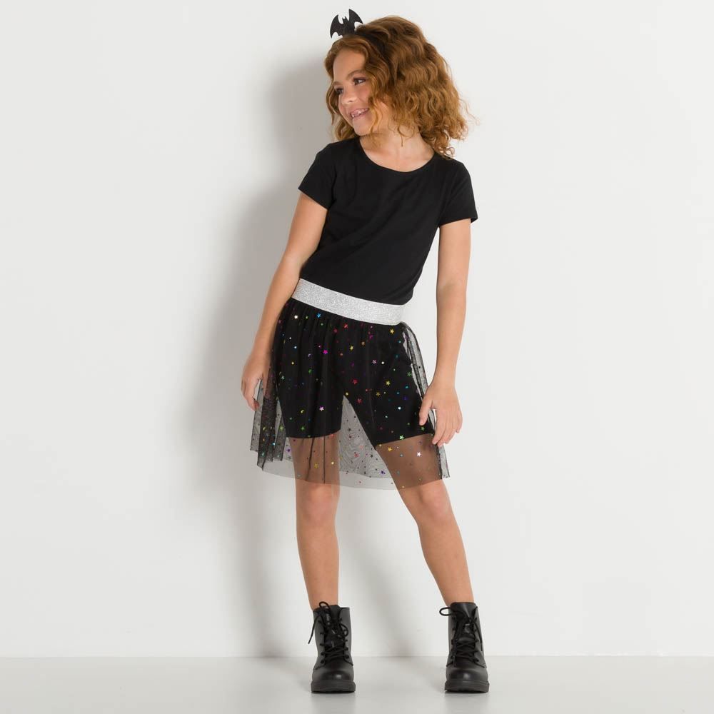 Saia 4 a 10 anos Tule Stars com Brinde Tiara Marmelada