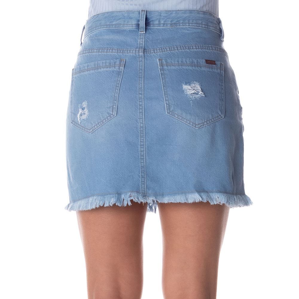 Saia Jeans com Botões e Bigode 3D Patrícia Foster