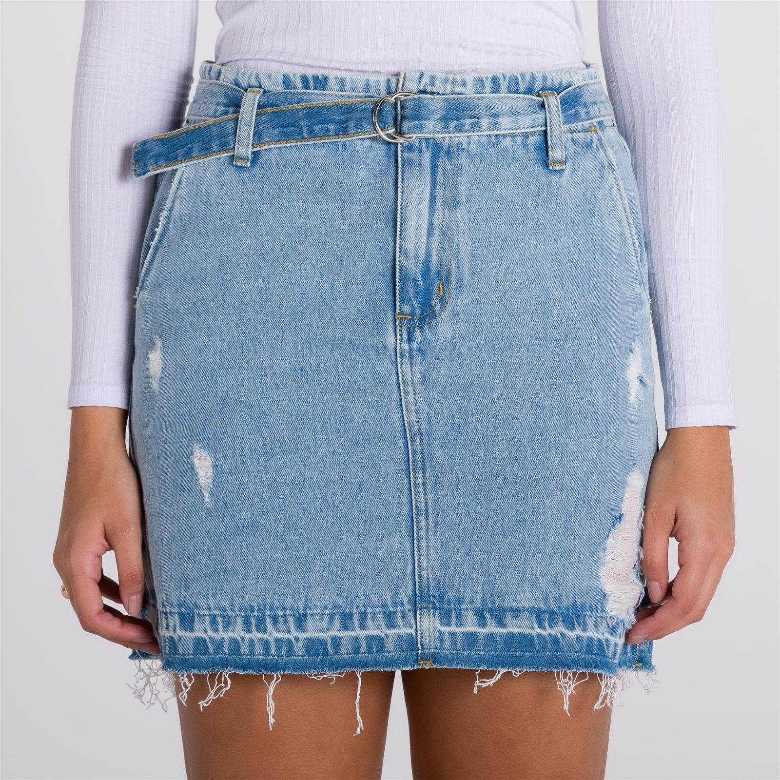 Saia Jeans com Cinto Boby Blues