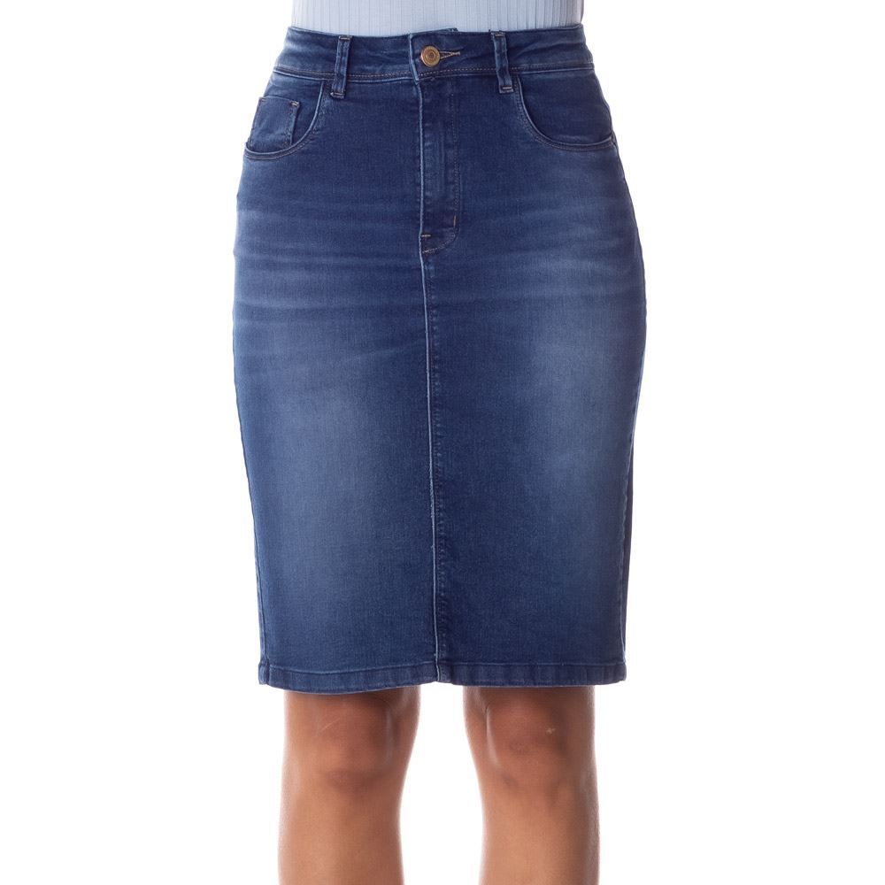 Saia Jeans Secretária com Used Patrícia Foster