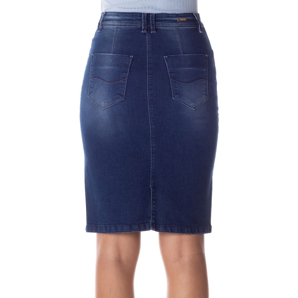 Saia Jeans Secretária com Used Patrícia Foster