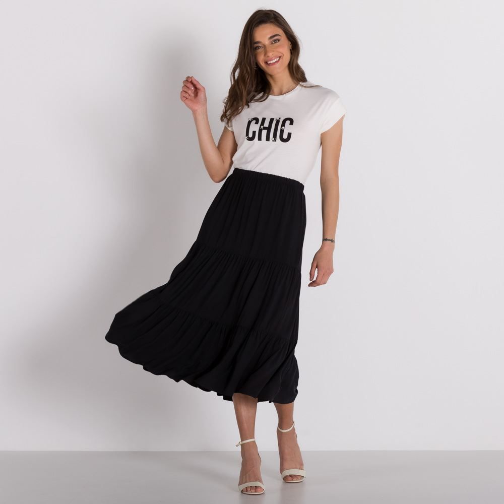 Saia Midi Babados Patricia Foster