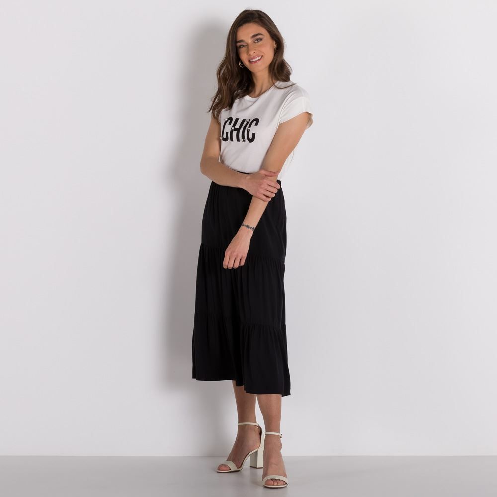 Saia Midi Babados Patricia Foster