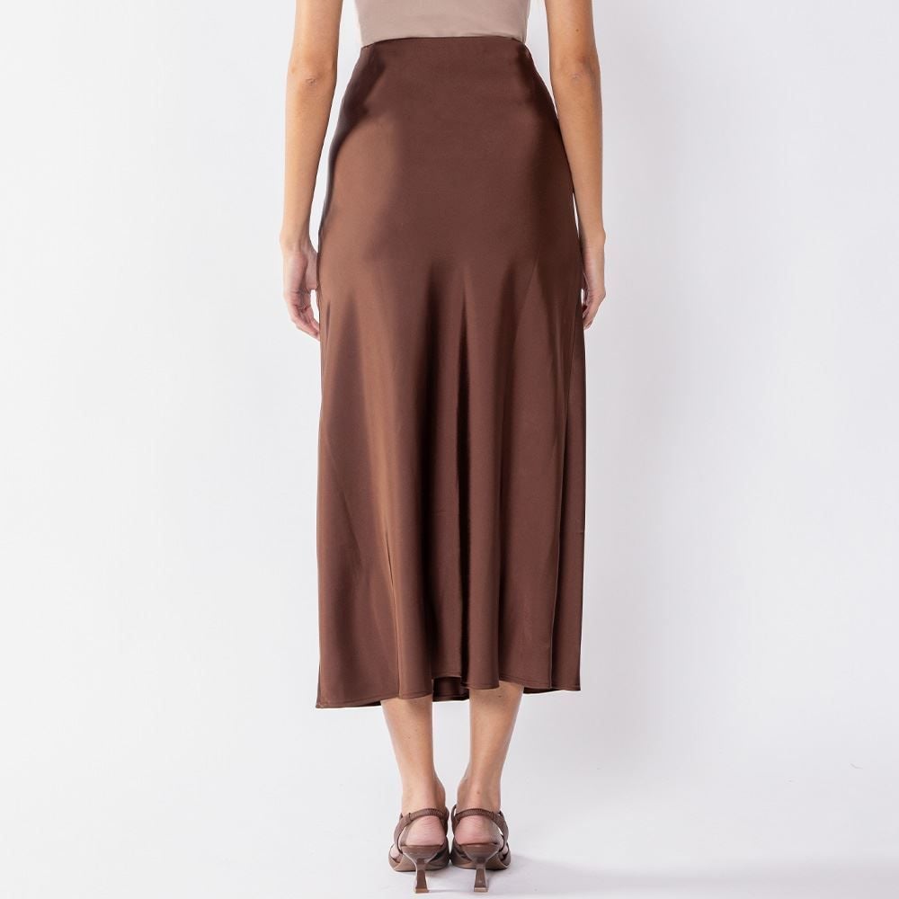 Saia Midi Feminina De Cetim Patricia Foster