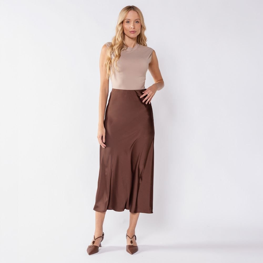 Saia Midi Feminina De Cetim Patricia Foster