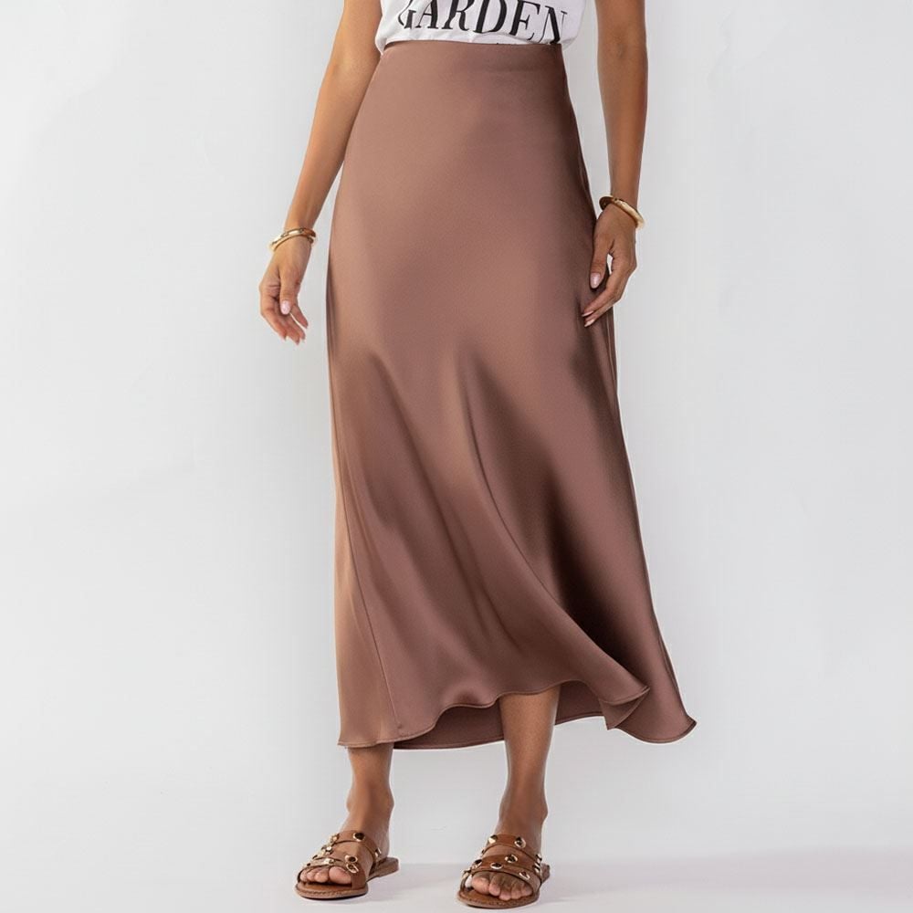 Saia Midi Feminina Em Cetim Patricia Foster