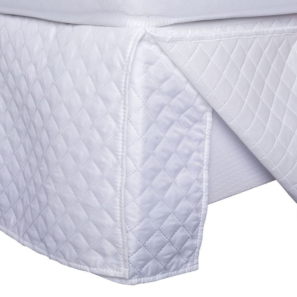 Saia Para Cama Box Casal Matelassê Veste Fácil - Branca