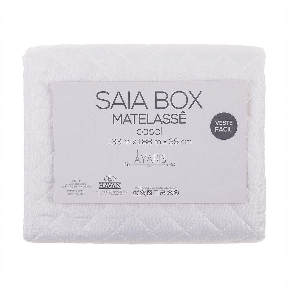 Saia Para Cama Box Casal Matelassê Veste Fácil - Branca