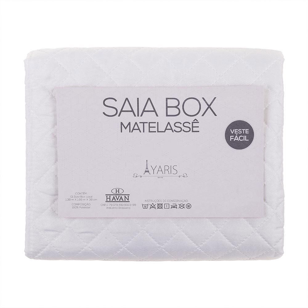 Saia Para Cama Box Queen Matelassê Veste Fácil - Branca