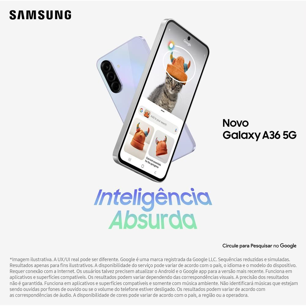 Samsung Galaxy A36 5G, 128 Gb, 6 Gb, Câmera Tripla - BRANCO