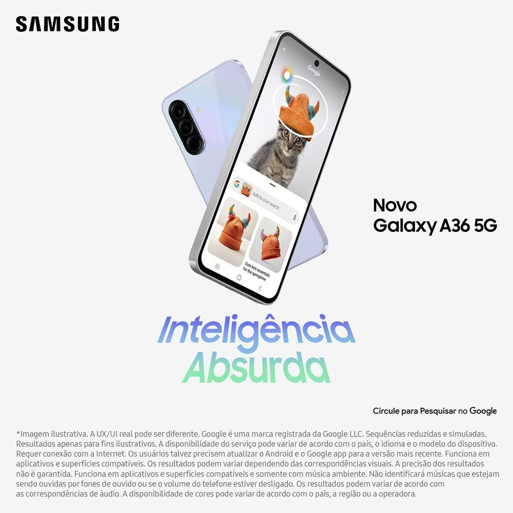 Samsung Galaxy A36 5G, 256 Gb, 8 Gb, Câmera Tripla - PRETO