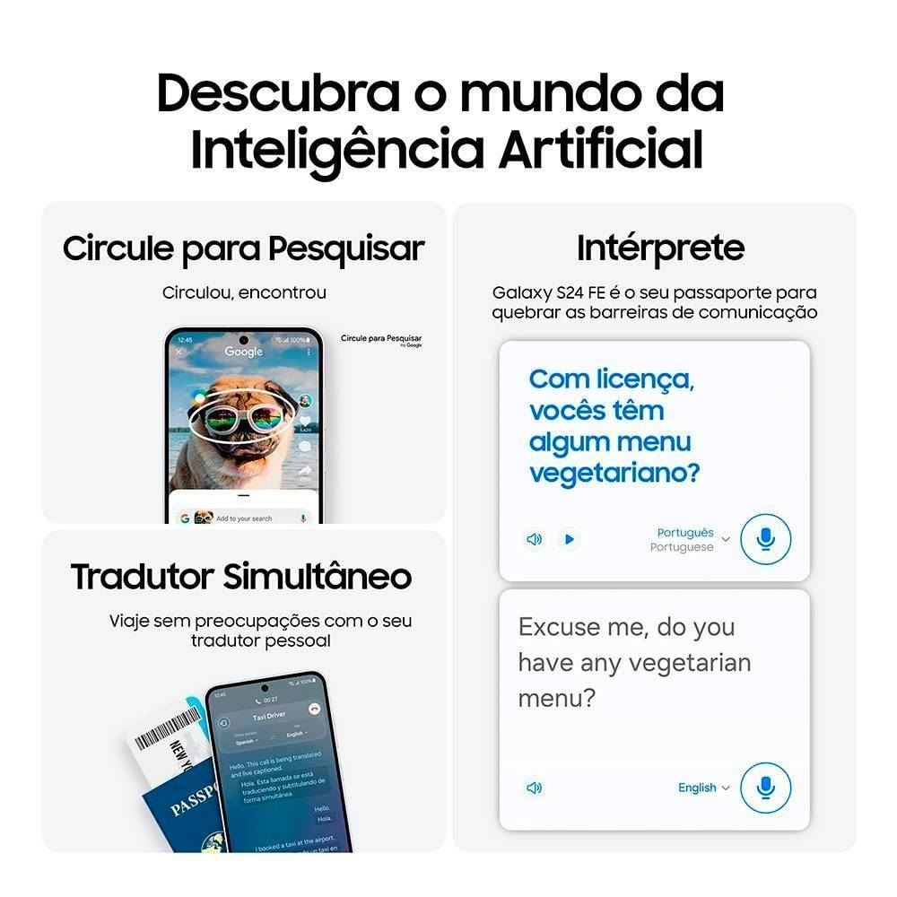 Samsung Galaxy S24 Fe 5G 256Gb 8Gb Ram Tela 6.7" Galaxy Ai - Azul Claro