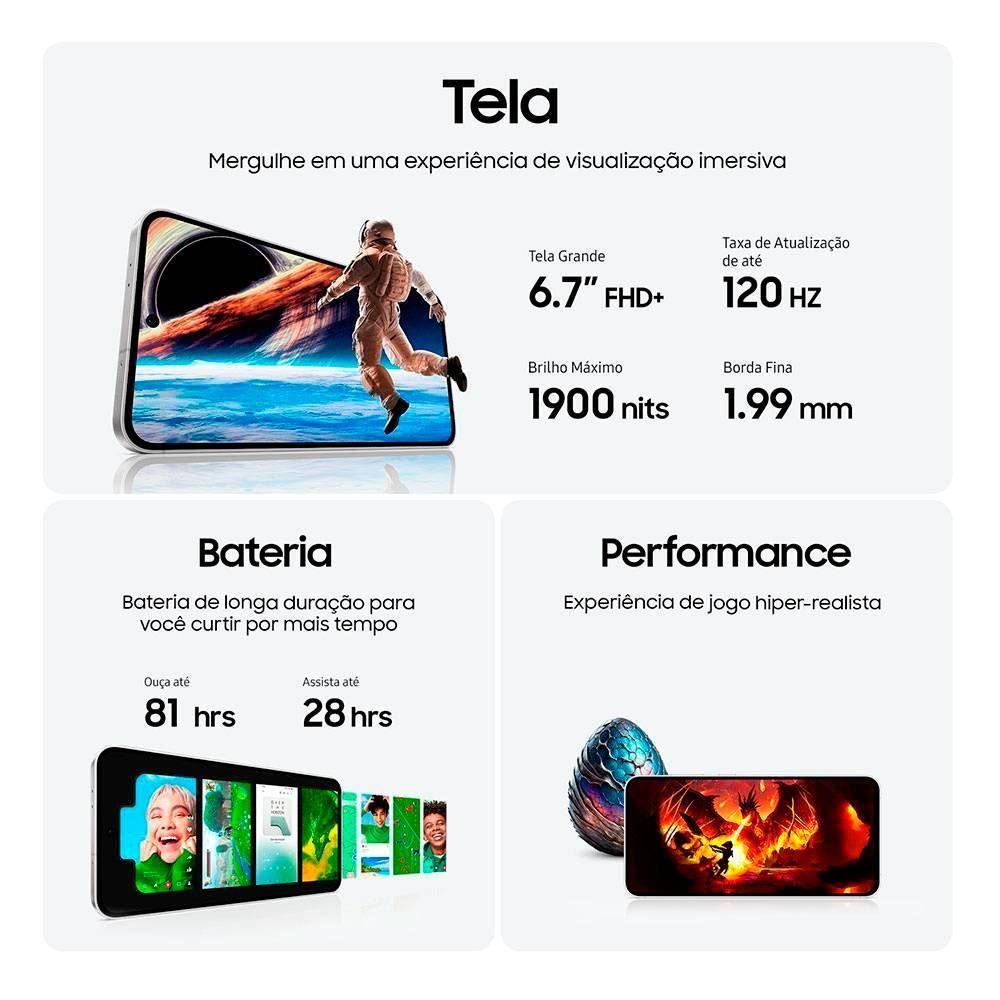 Samsung Galaxy S24 Fe 5G 256Gb 8Gb Ram Tela 6.7" Galaxy Ai - Azul Claro