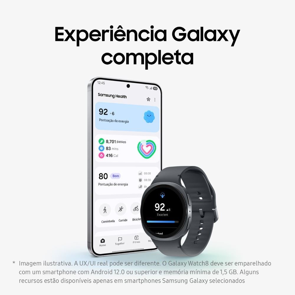 Relógio Samsung Galaxy Watch8 Smartwatch 44Mm Galaxy Ai Tela em Cristal - Grafite