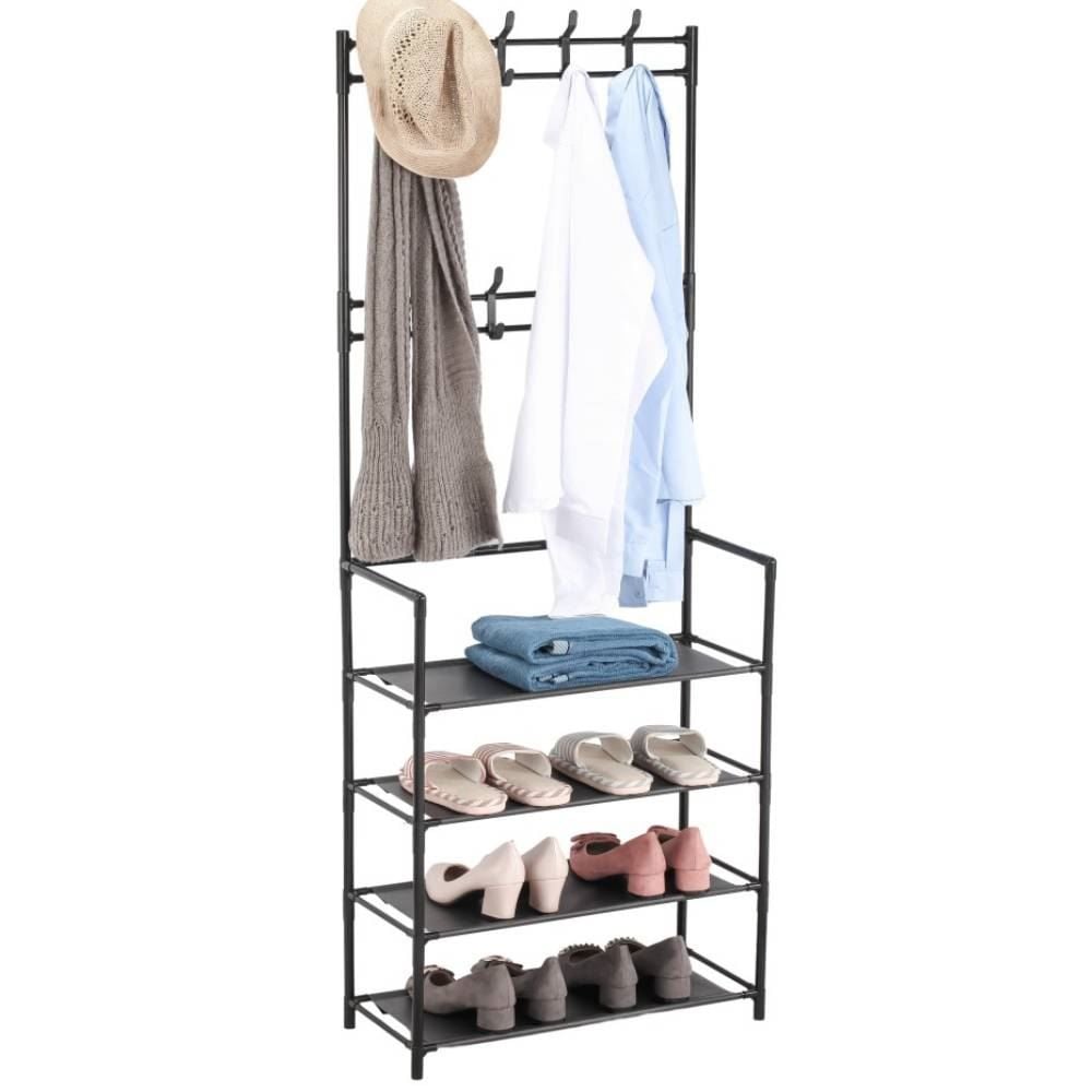 Sapateira 4 Andares Com Cabideiro Havan Casa - Preto