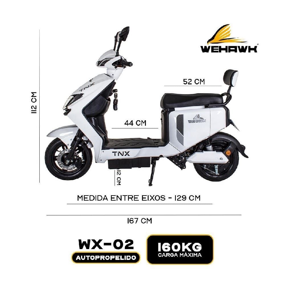 Scooter Elétrica Wehawk Wx-02 1000W 60V 20Ah - Branco