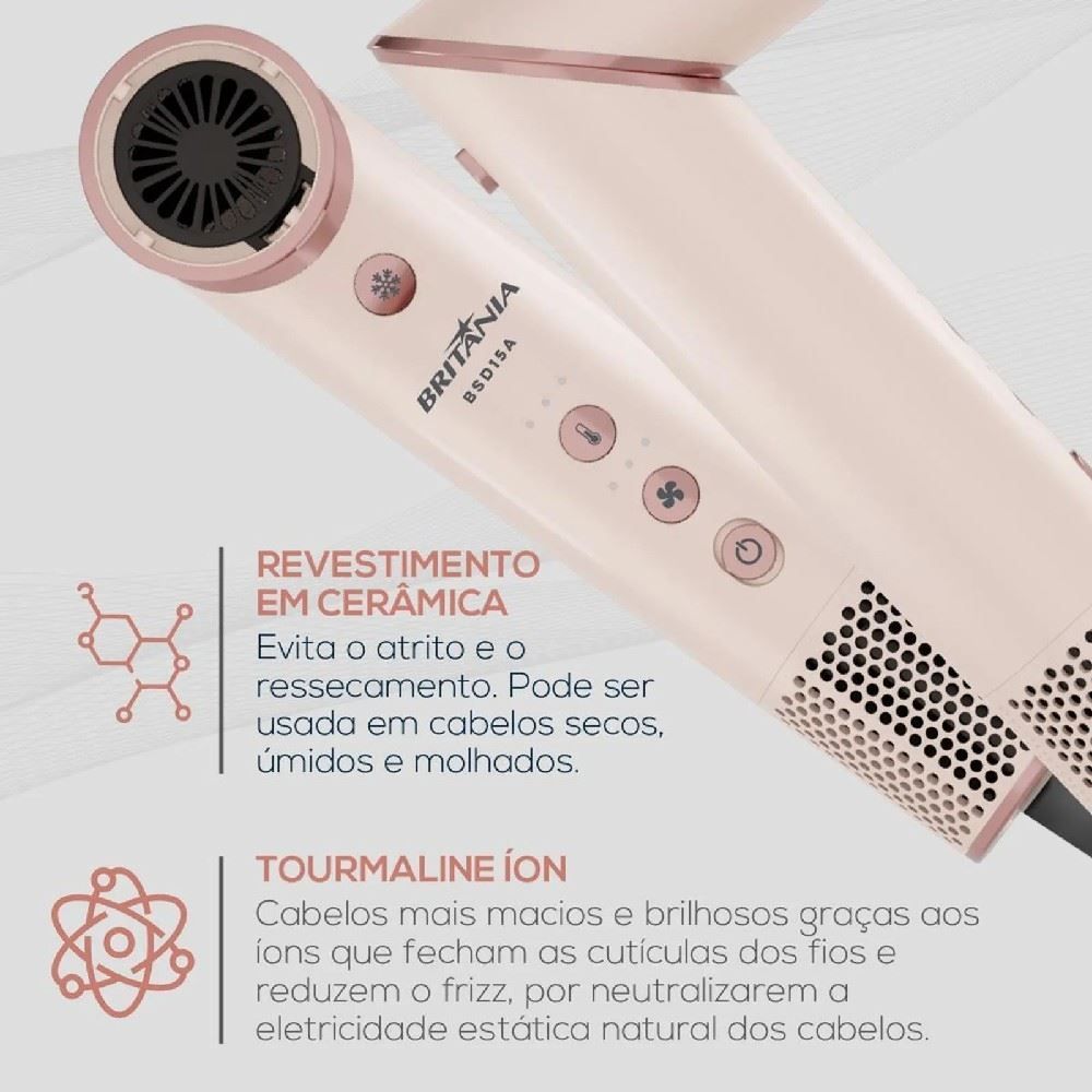 Secador de Cabelo Britânia 5 em 1 Motor BLDC 1450W BSD15A