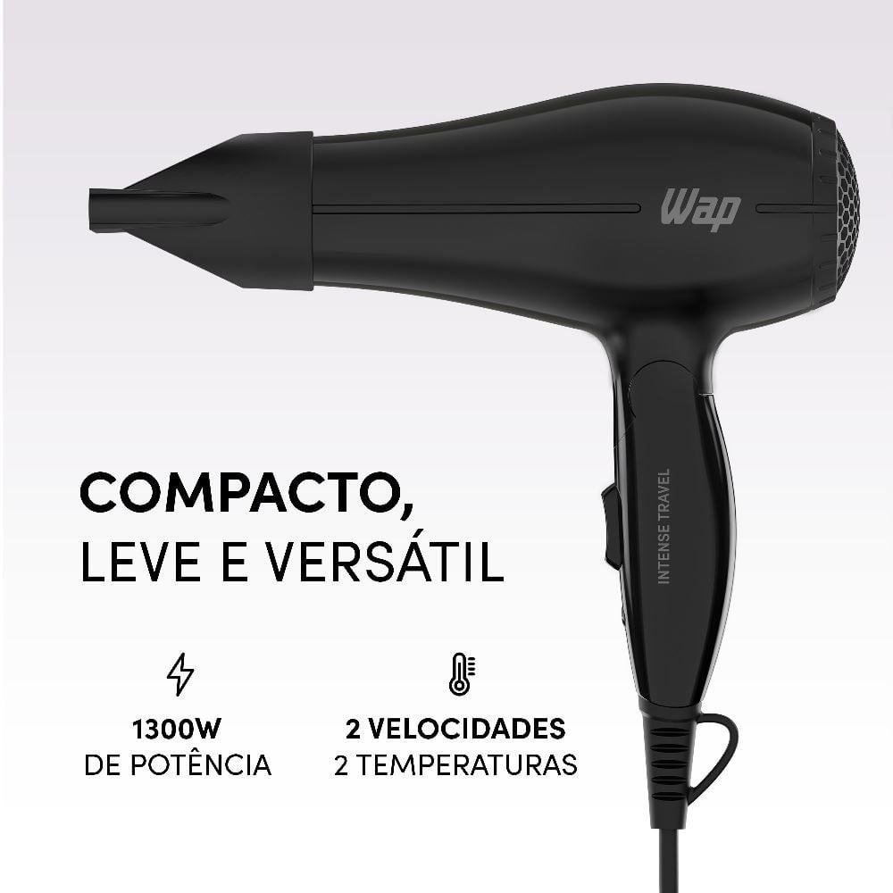 Secador de Cabelo Wap Intense Travel Ws1300 Bivolt Compacto