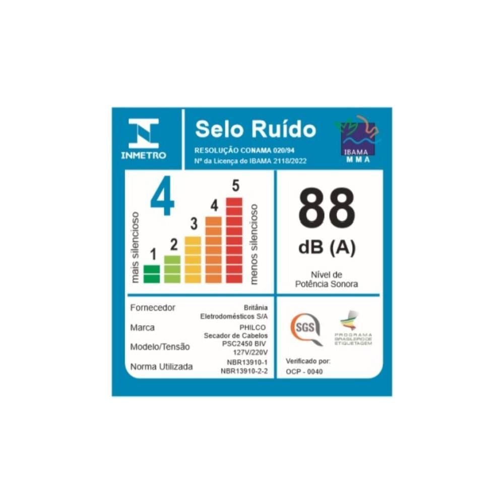 Secador De Cabelos Philco Íons Tourmaline Bivolt 2200W Psc2450