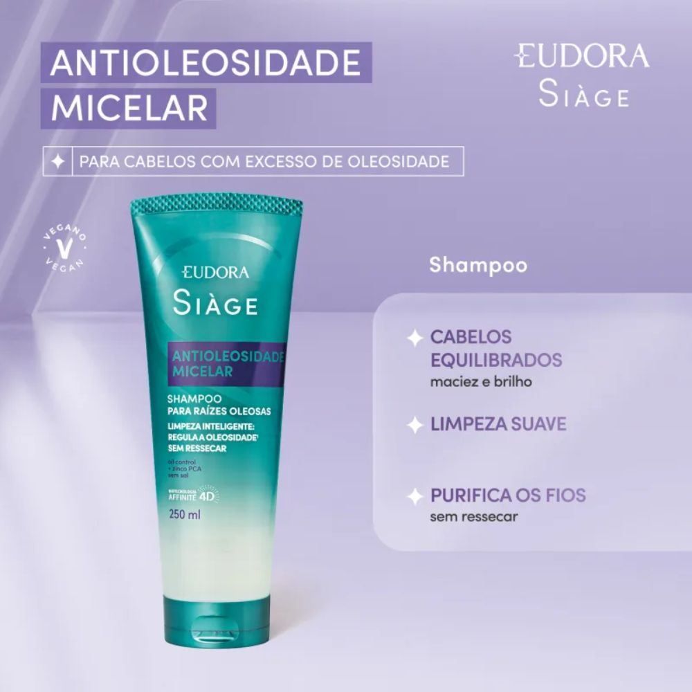Shampoo Antioleosidade Hidratante Micelar Siàge 250Ml - 250ml