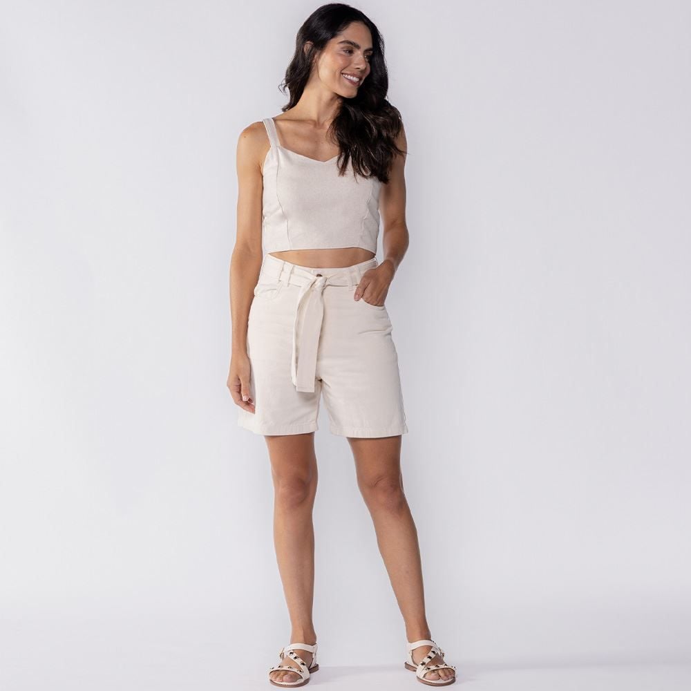 Short Feminino Com Cinto Patricia Foster