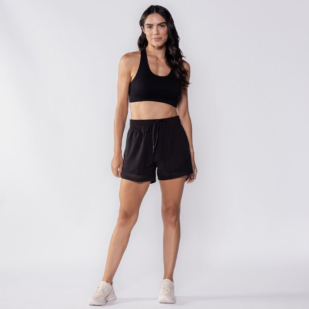 Short Fitness Feminino Duplo Com Bolso Scream