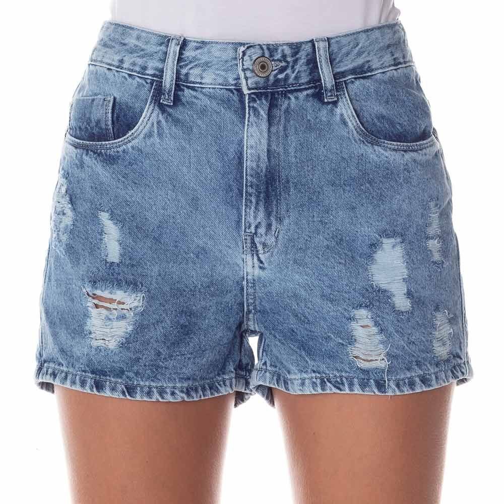 Short Jeans Boyfriend Marmorizado Patrícia Foster