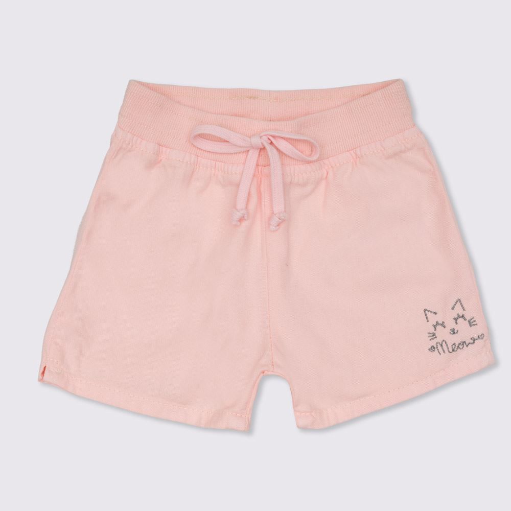 Shorts 1 a 3 anos de Sarja Cat Bordado Yoyo Kids