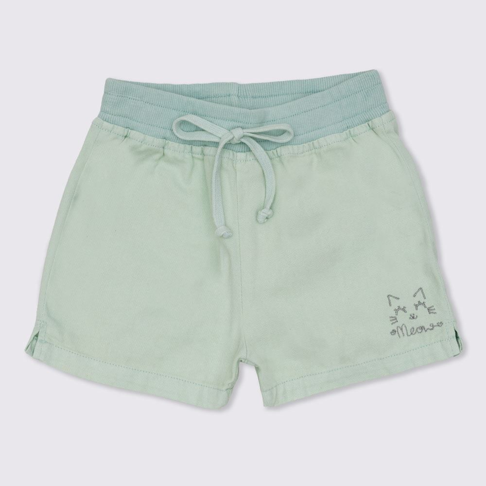 Shorts 1 a 3 anos de Sarja Cat Bordado Yoyo Kids