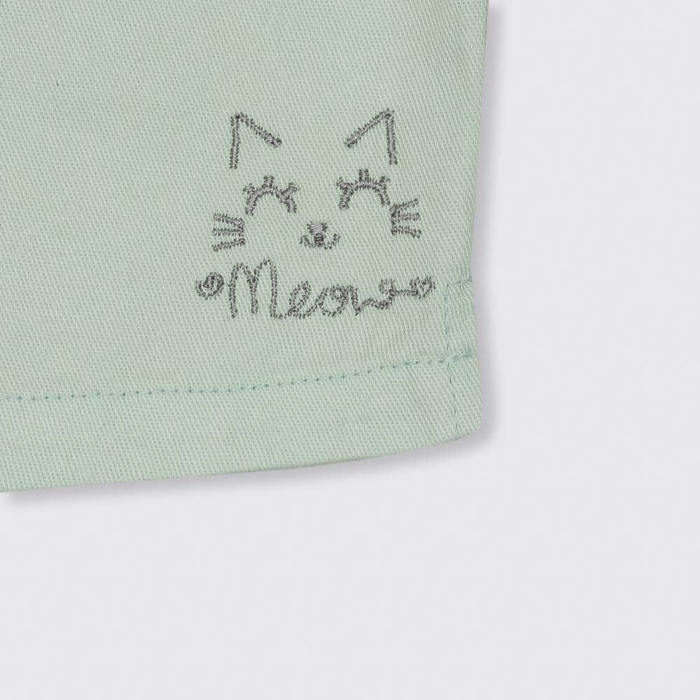 Shorts 1 a 3 anos de Sarja Cat Bordado Yoyo Kids
