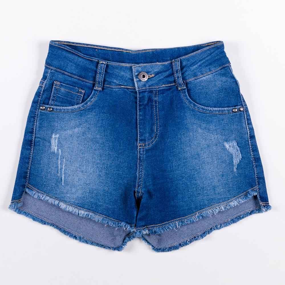 Shorts 12 a 16 anos Jeans Frente Assimétrica Marmelada