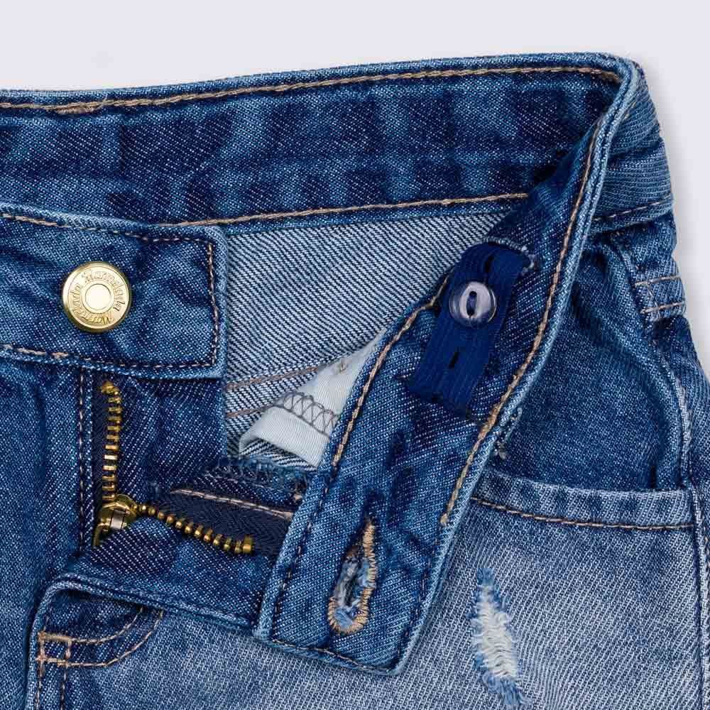 Shorts 4 a 10 anos Jeans + Puídos Barra Desfiada Marmelada