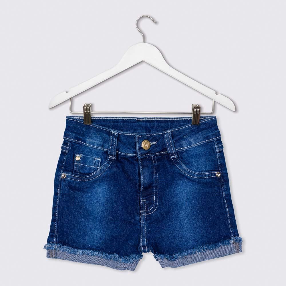 Shorts 4 a 10 anos Jeans Barra Dobrada Desfiada Marmelada