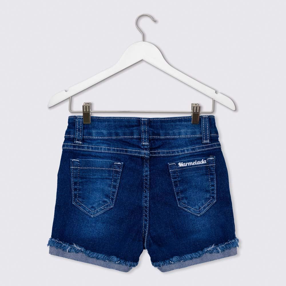 Shorts 4 a 10 anos Jeans Barra Dobrada Desfiada Marmelada