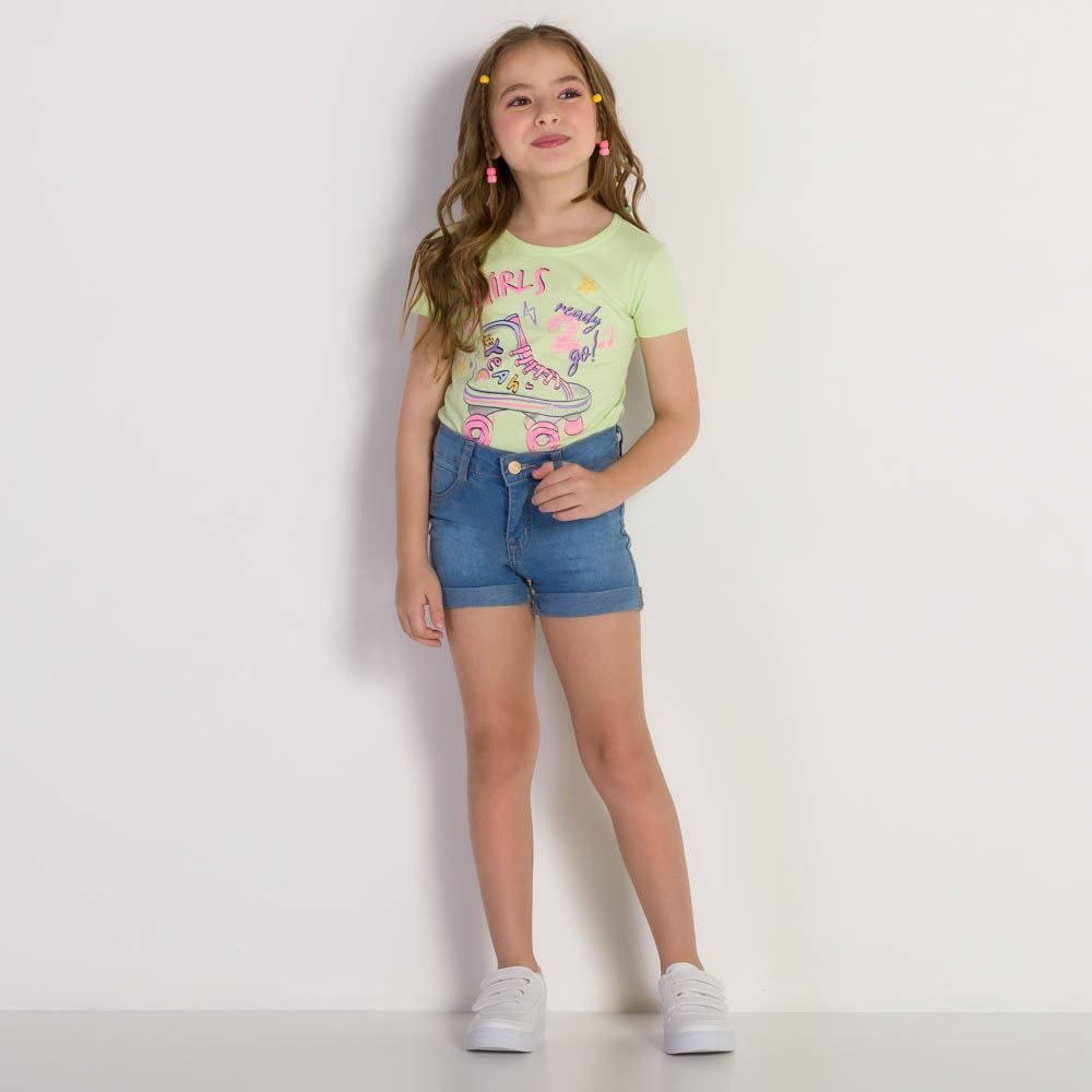 Shorts 4 a 10 anos Jeans Barra Virada Marmelada